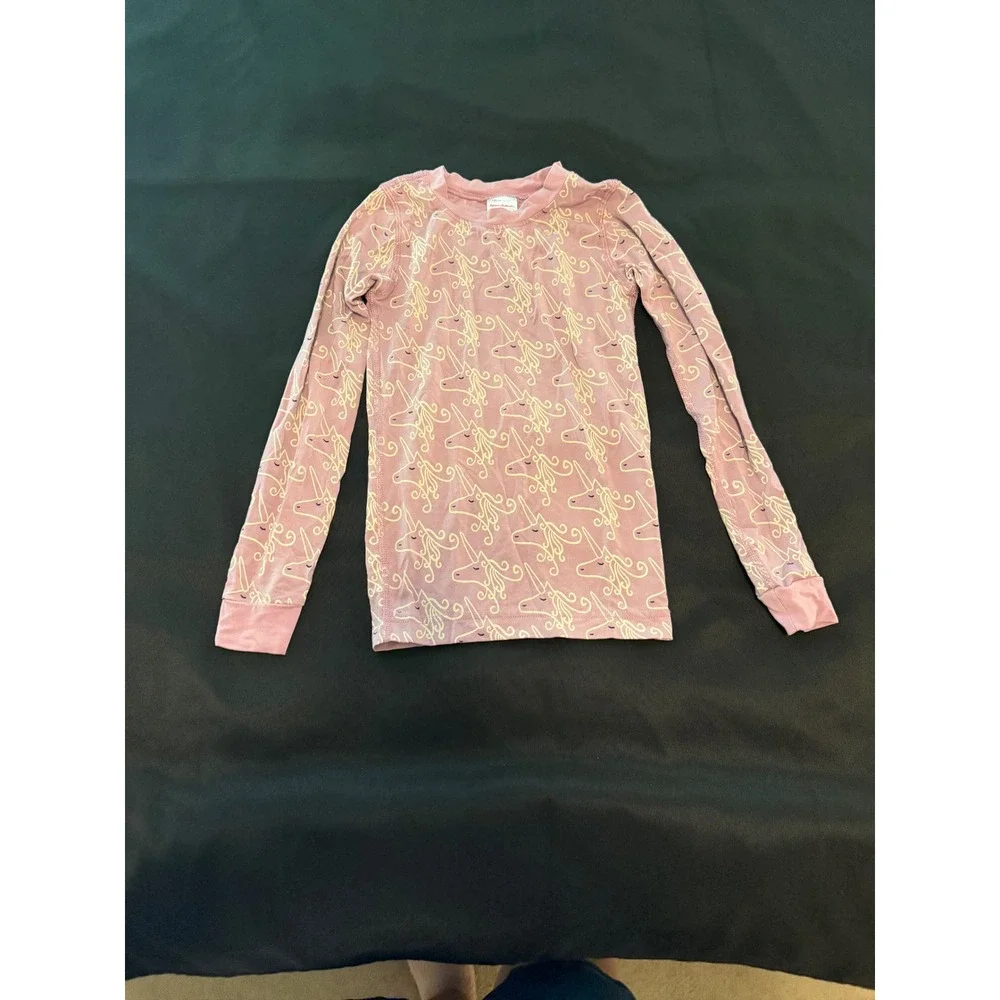 Hanna Andersson Kids Pink Unicorn Pajama Top Tencel Lyocell Size US 6-7